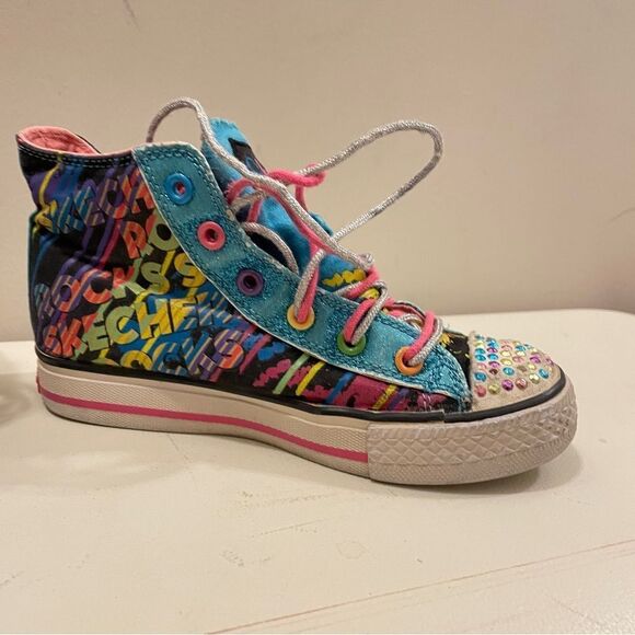 Skechers High Top Sneakers Rainbow Twinkle Toes - Girl's 13 - Picture 4 of 7